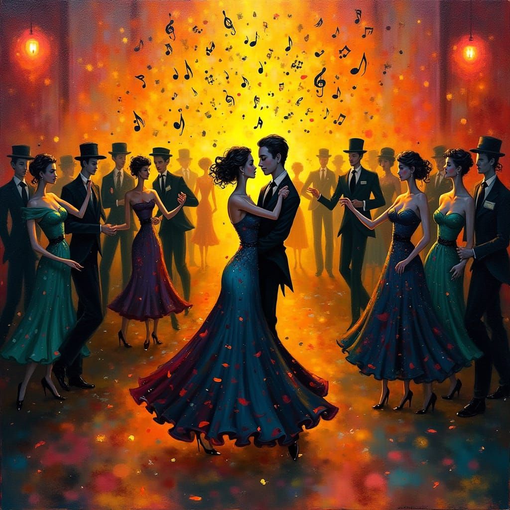 Whimsical Tango Scene in Matisse Style