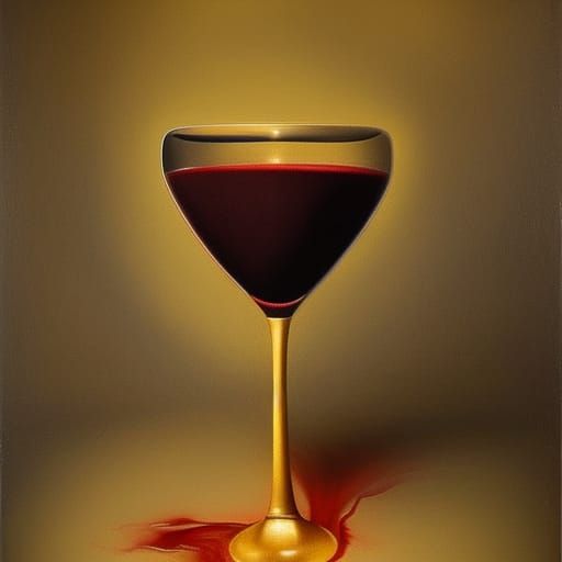 Dramatic Chalice of Red Wine in Surrealist Style