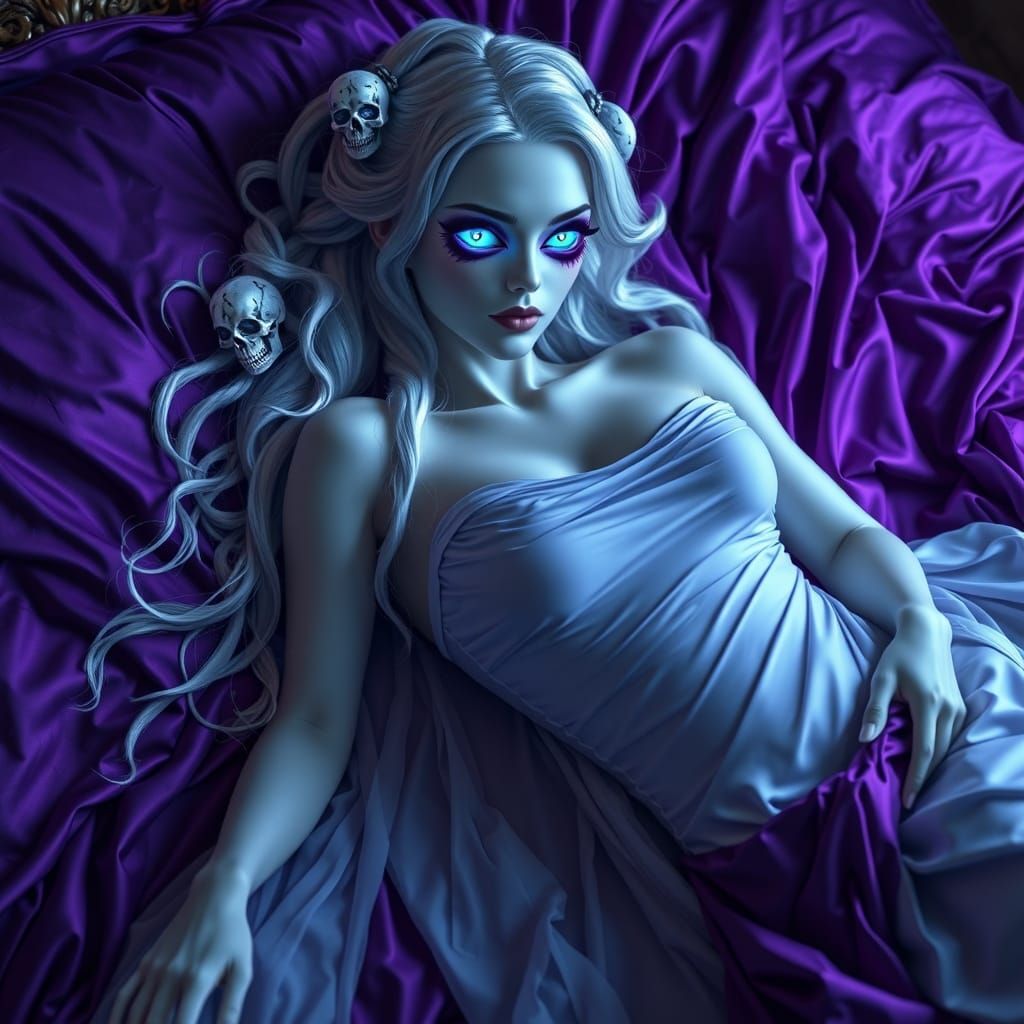 Hourglass Figure in Silk, Dark Fantasy Art