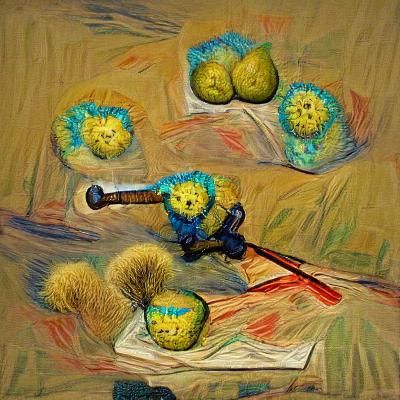 Fuzzy Lumpkins with Leaf Blower, Van Gogh Style