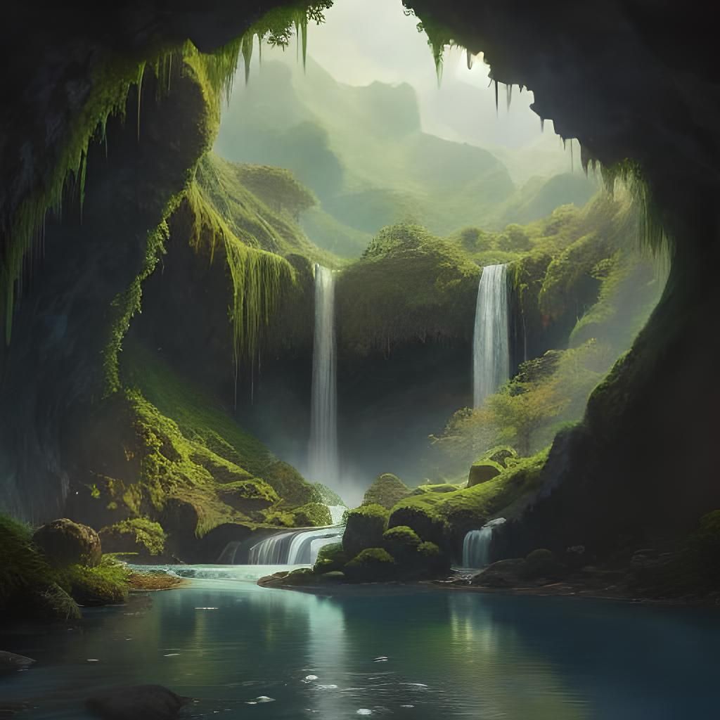 Lush Waterfall Cave