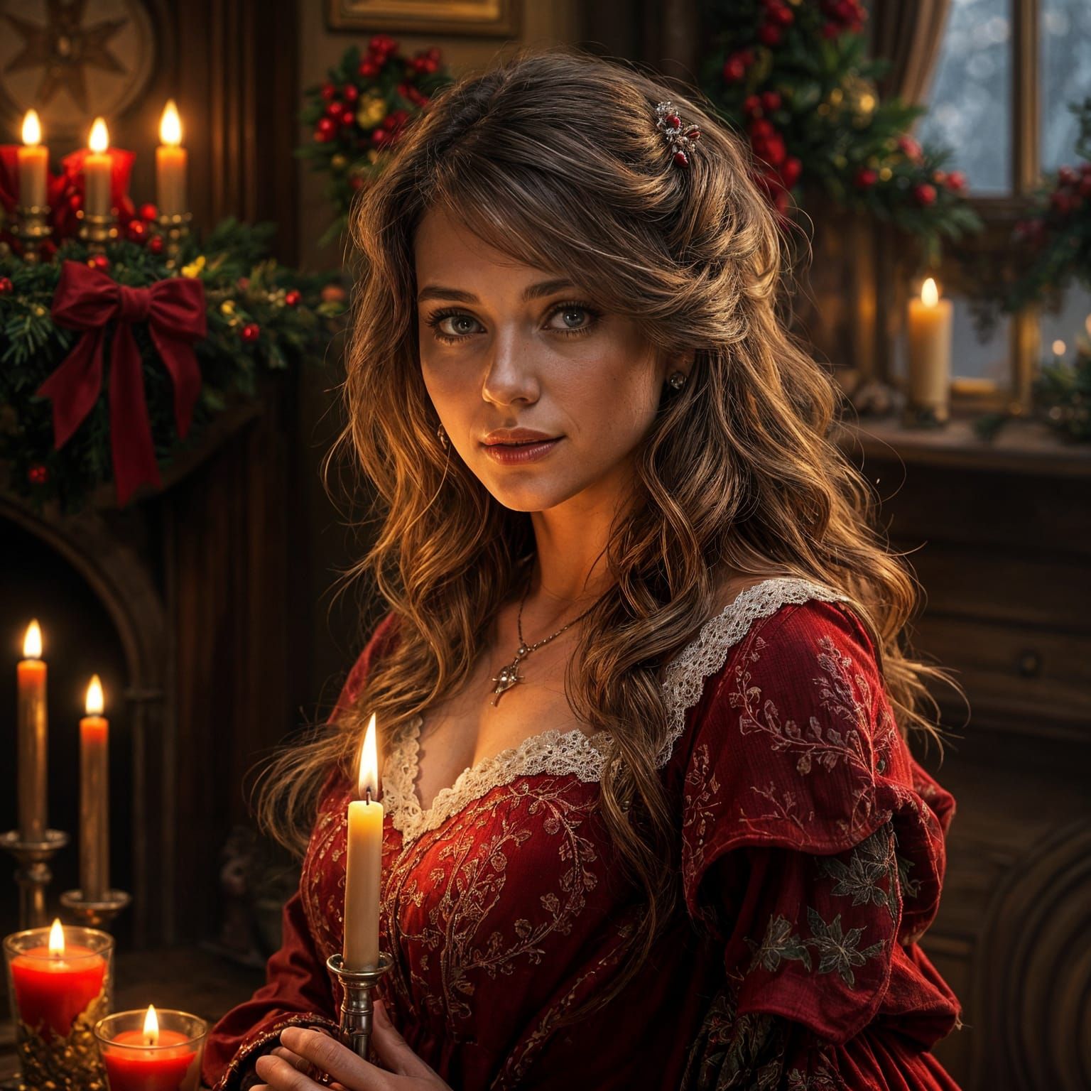 Warm Christmas Scene in Cozy Dickens Style