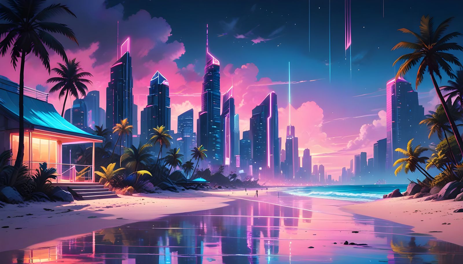 Surreal Cyberpunk Tropical Oasis