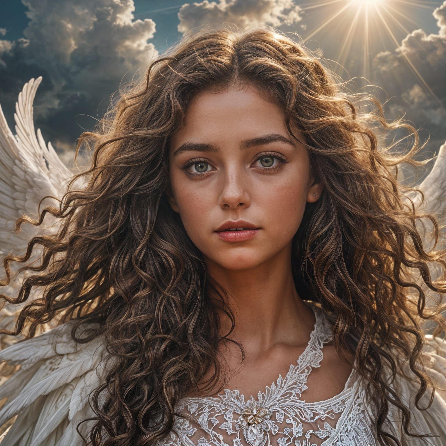 Ethereal Angel in Sunlight: Digital Matte Painting