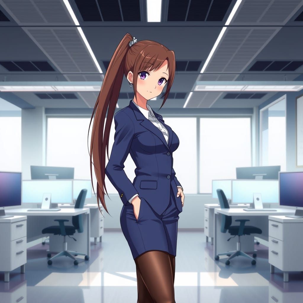 Bold Anime-Inspired Office Executive