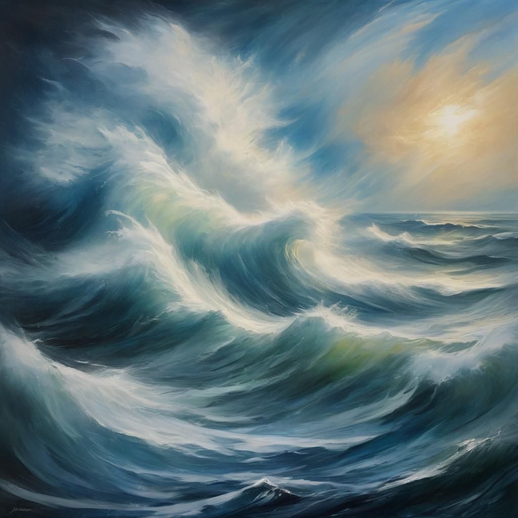 Ocean God Creates Storm in Impressionistic Style