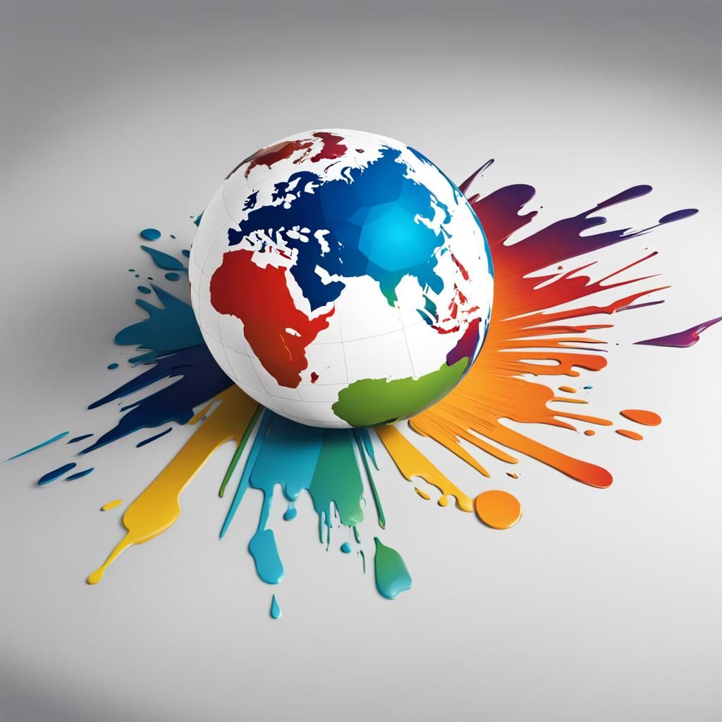 Stationary Company Logo with Globe in Splash Art