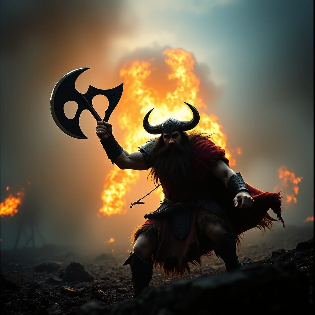 Taurus Barbarian Raging in Battle, Cinematic Style