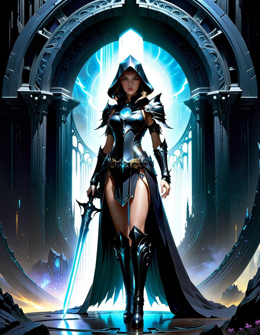 Futuristic Lunarcore Shadow Knight with Shardblade