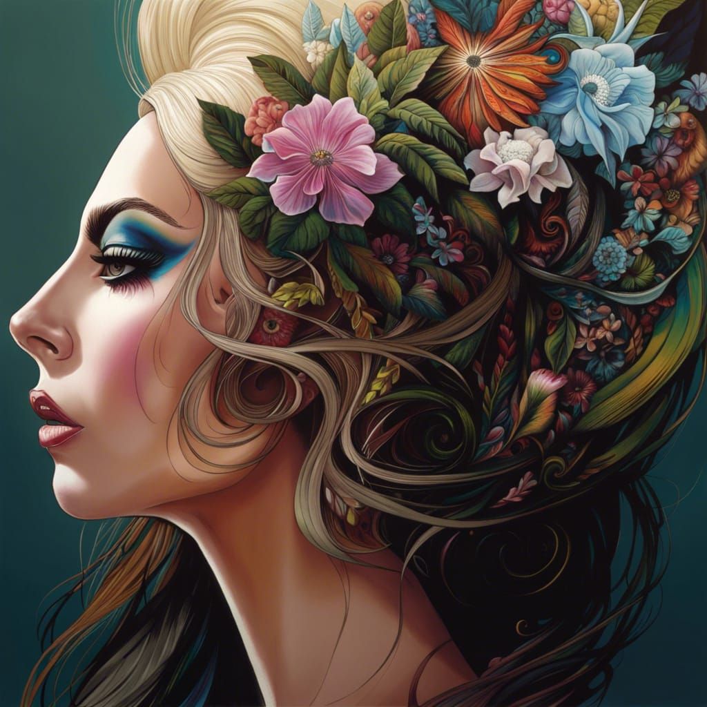 Lady Gaga Portrait in Psychedelic Style