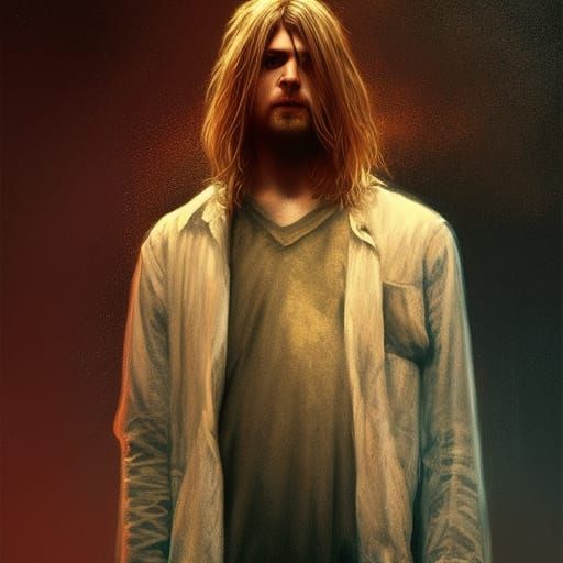 Kurt Cobain Portrait in Dark Fantasy Style