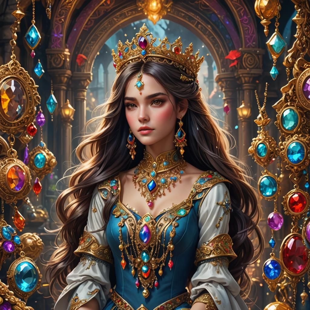 Colorful Princesses with Jewelry: Fantasy Art