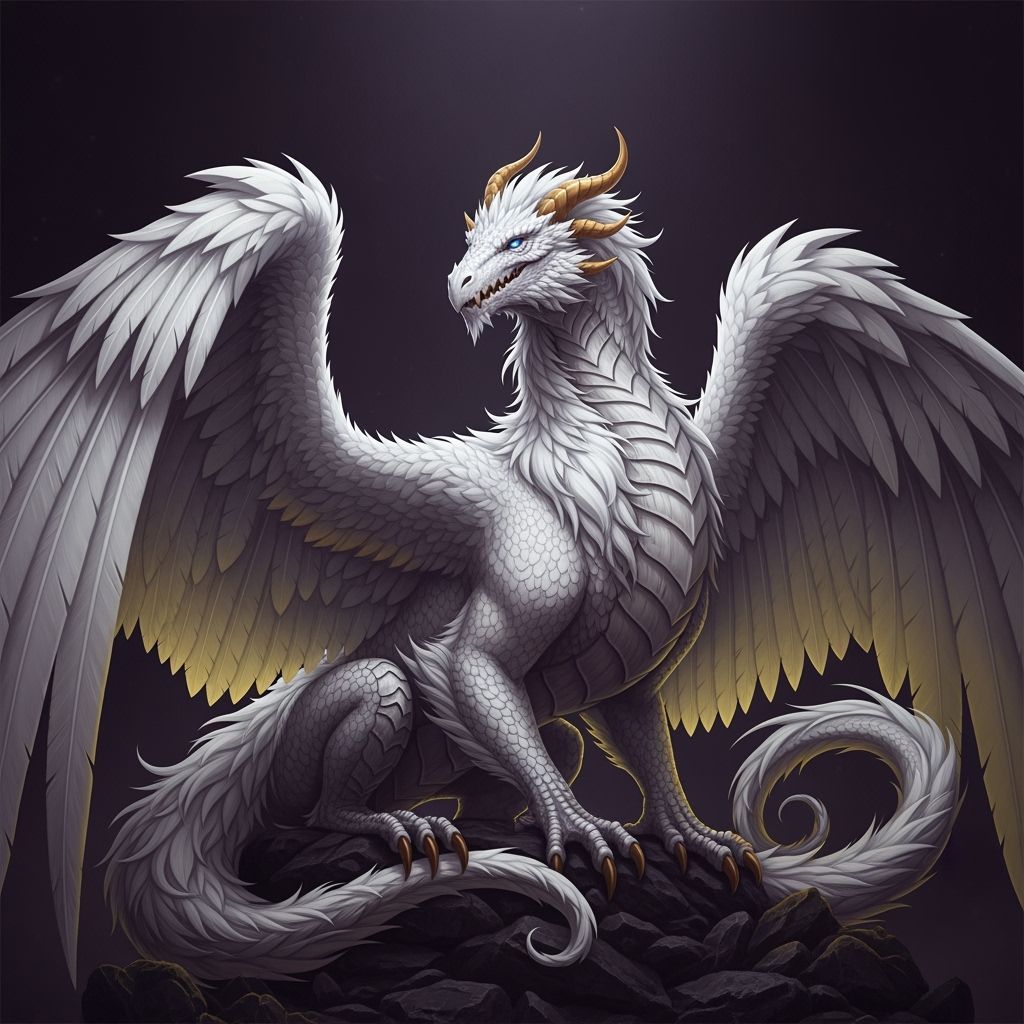 Majestic White Dragon in Dark Fantasy Style