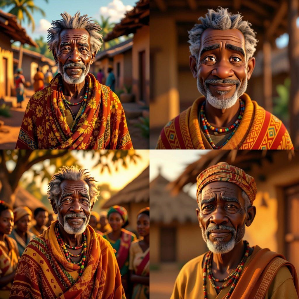 African Elder in Traditional Village Attire