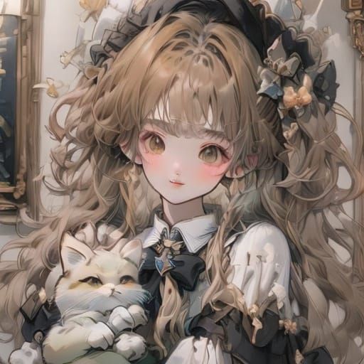 Anime Girls at Desk in Pastel Pencil Style