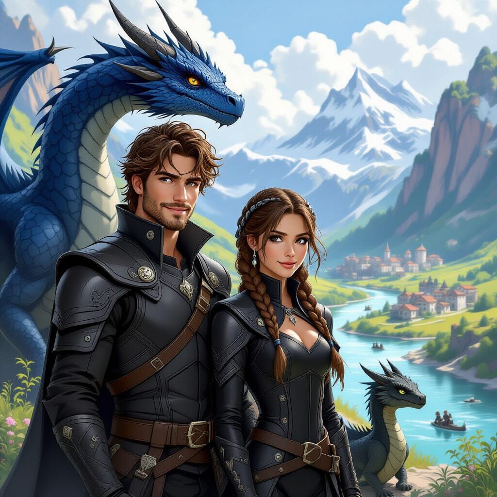 Dragon Riders in Fantasy Valley with Dragons