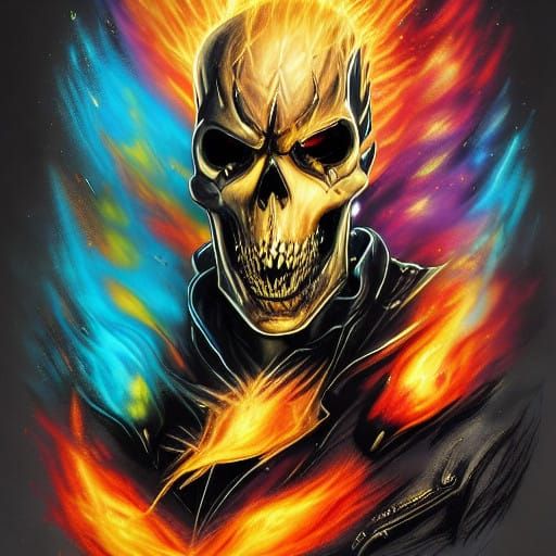 Ghost Rider in Dark, Gothic-Inspired Comic Book Style