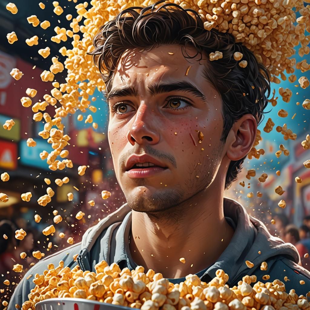 Futuristic Popcorn Machine Interaction: Hyperrealistic Conce...