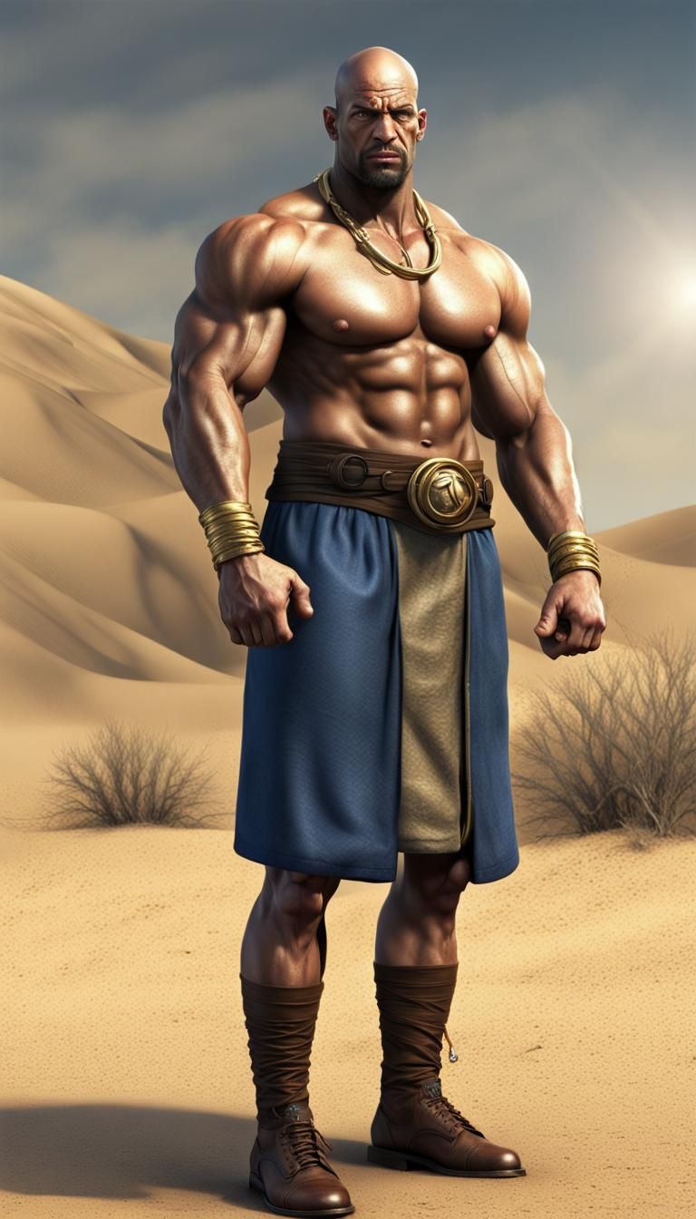 Photorealistic Thug with Dark Stubble in Desert