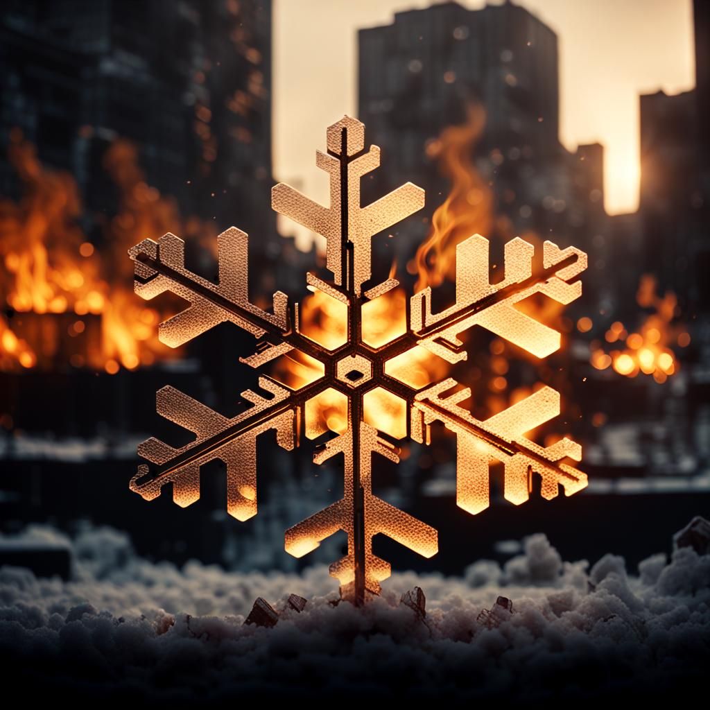 Snowflake in Flames: Cinematic Still