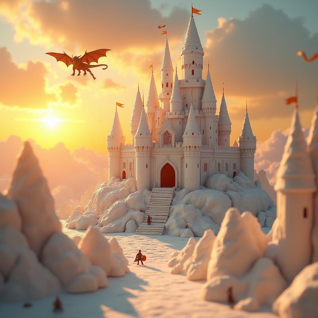 Toilet Paper Castle Kingdom in Sunset Light