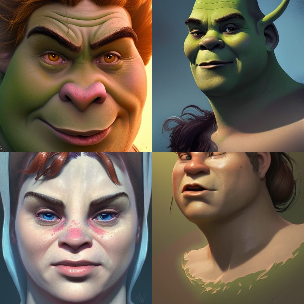 Detailed Shrek Portrait in Digital Art Style