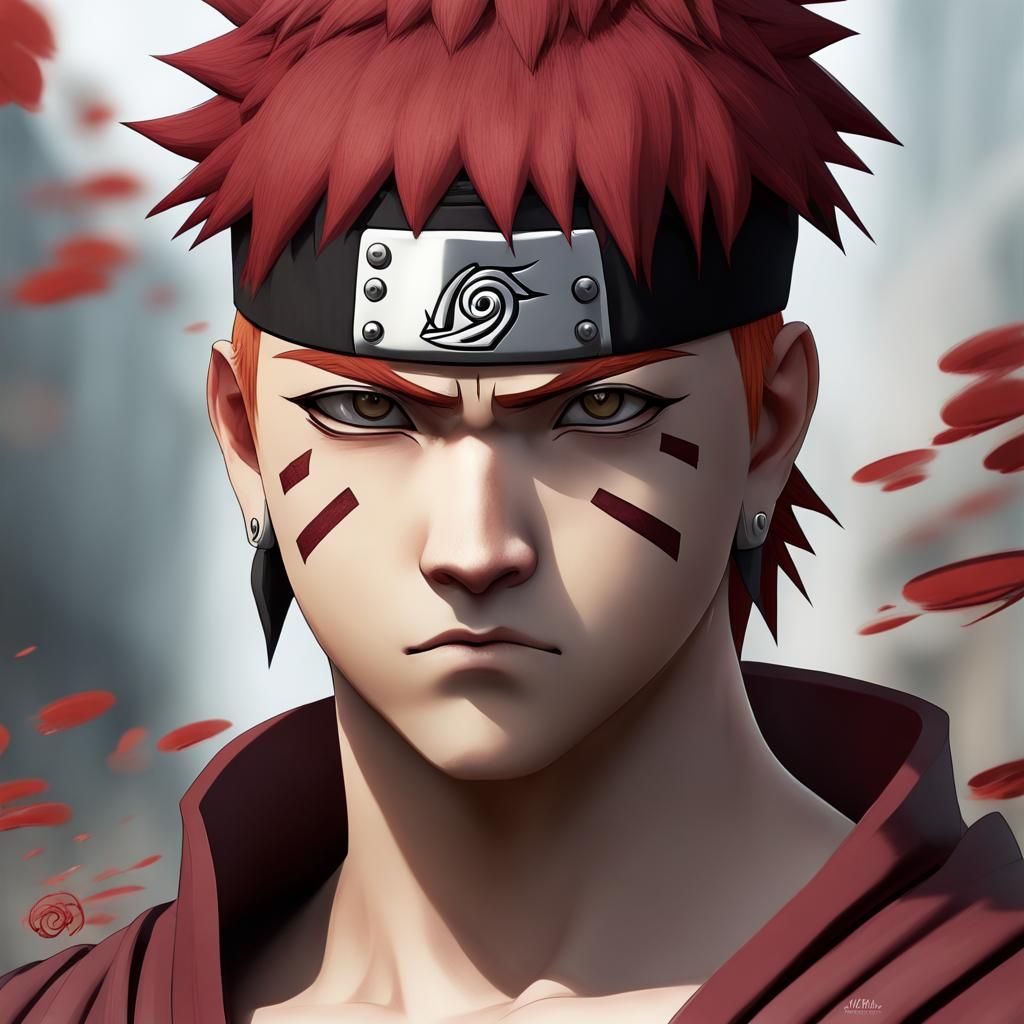 Realistic Gaara Portrait in Digital Art Style