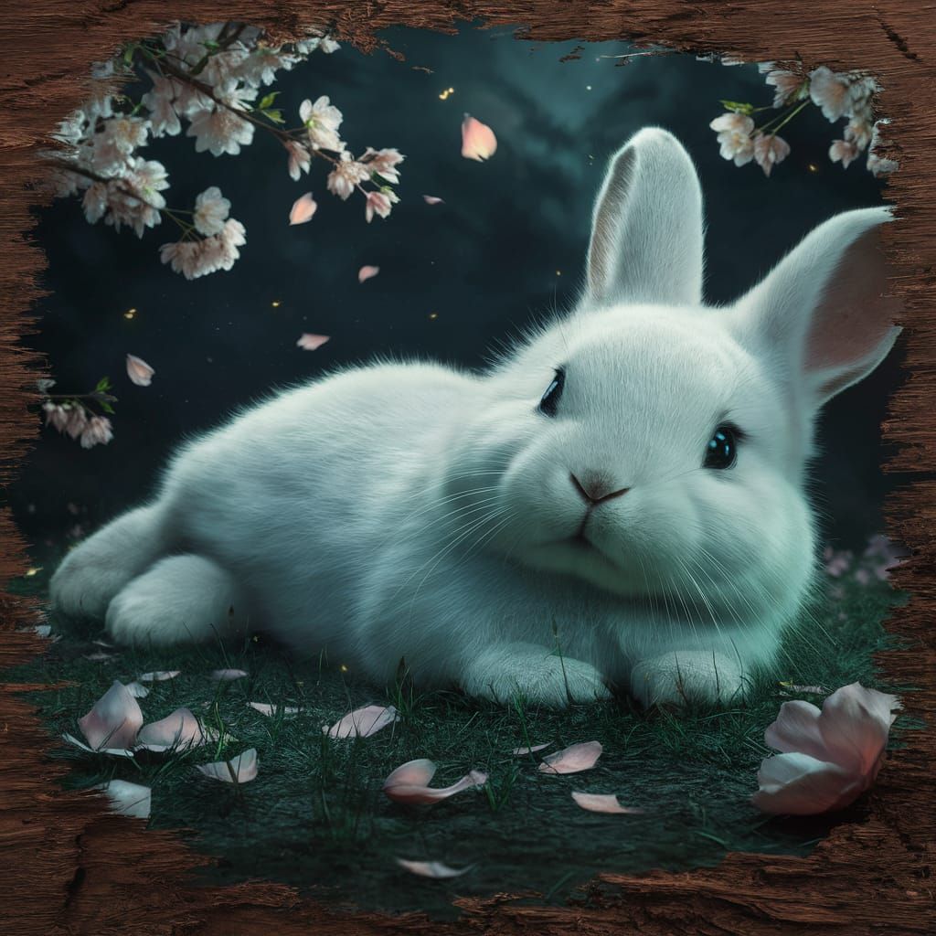 Enchanted Bunny in a Digital Art Landscape
