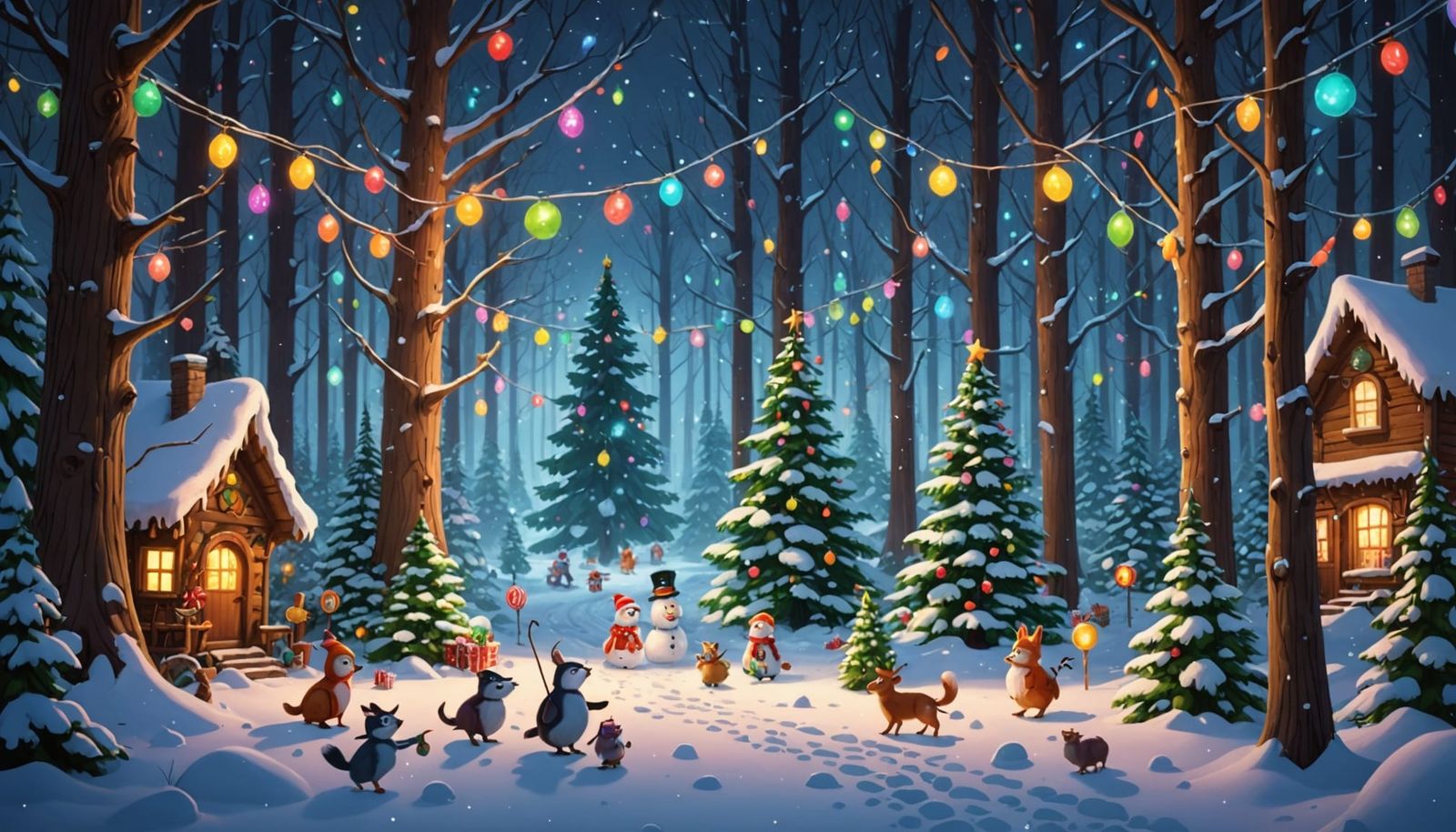 Whimsical Candyland Christmas Feast in a Forest Clearing