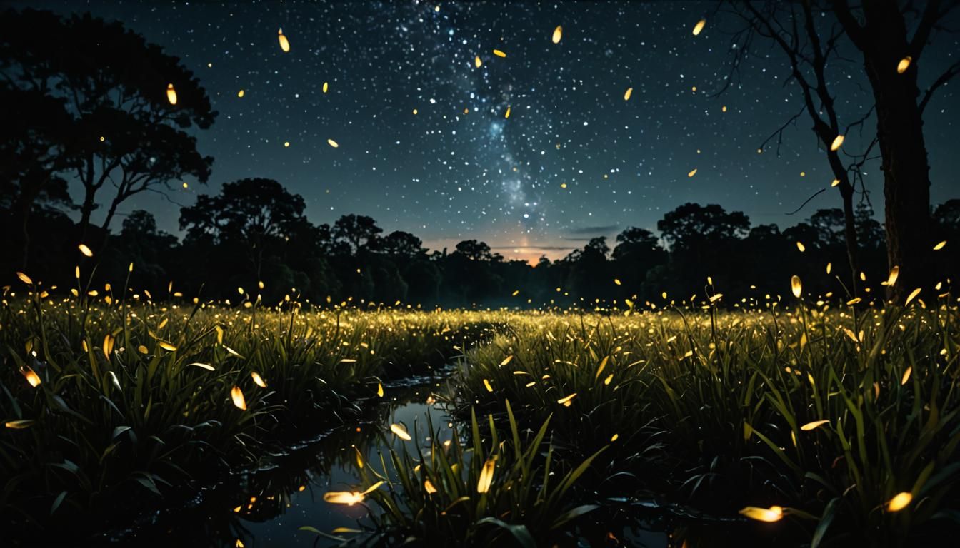 Double Exposure: Fireflies Sparkle in Harmony