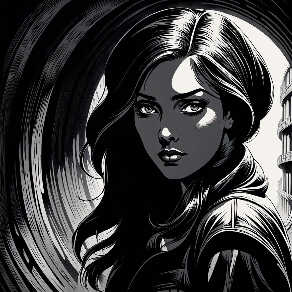 Girl Lost in Dark Tunnel: Graphic Novel Art
