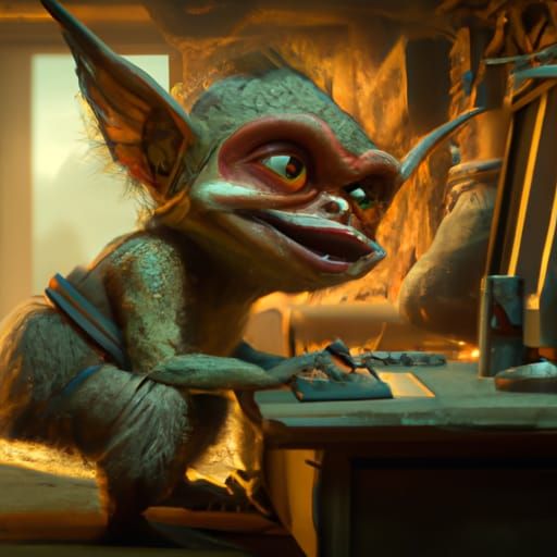 A Gremlin making AI Art in DALL-E