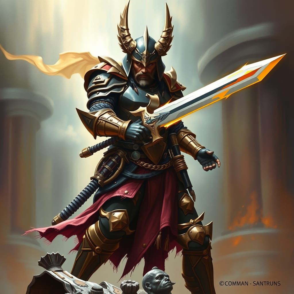 Fantasy Warrior in Epic Lighting, Frazetta Style