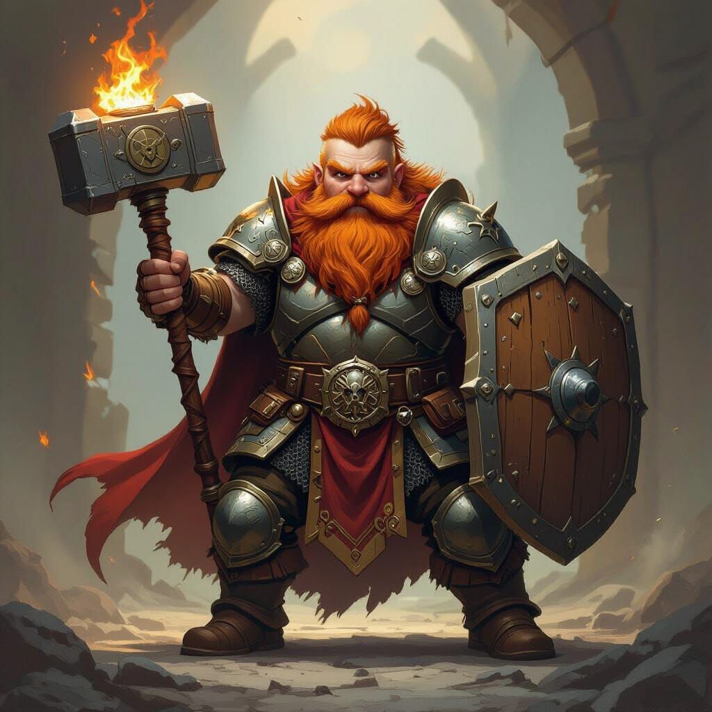 Dwarf Cleric of Moradin in Heroic Fantasy Art Style