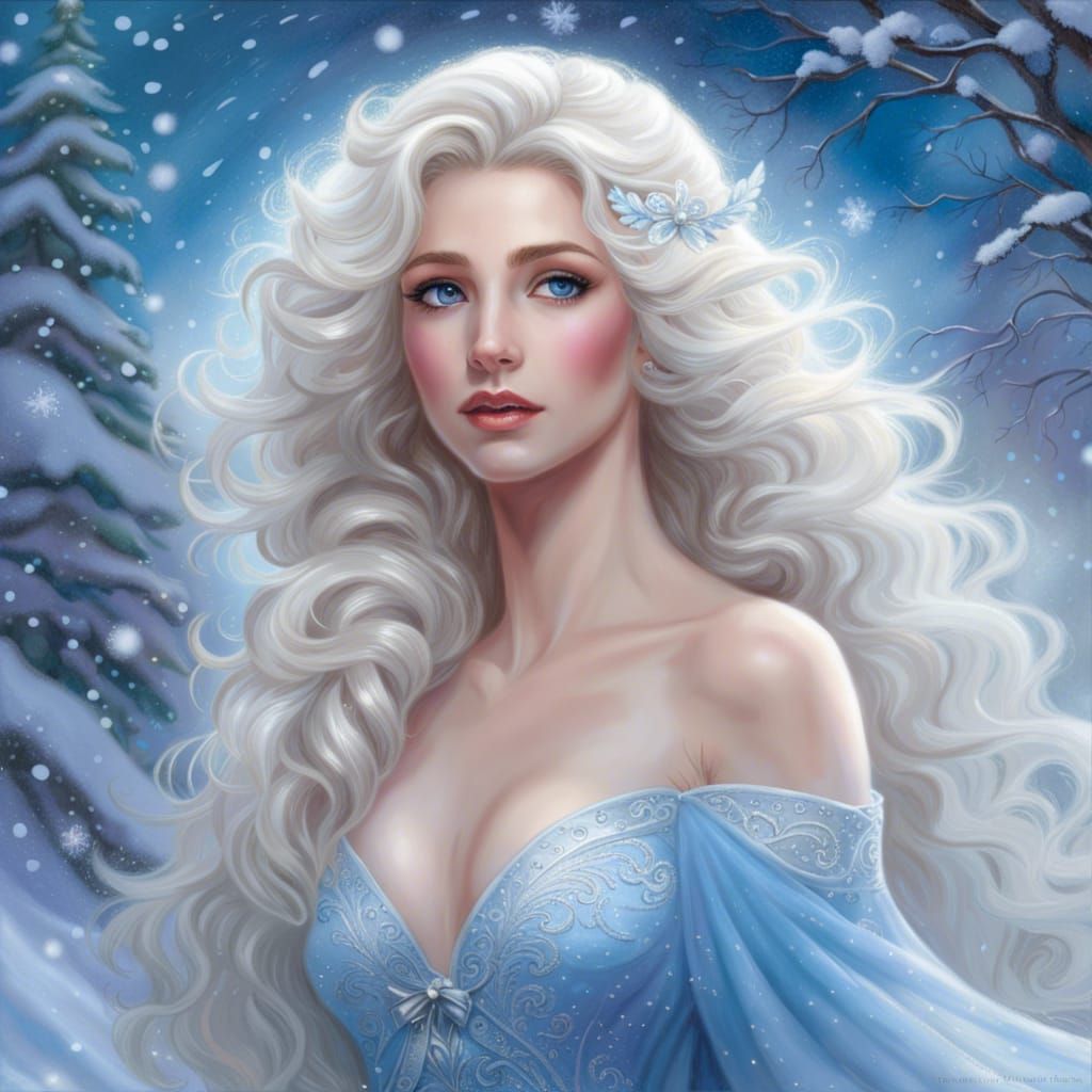 Snow Goddess Portrait in Winter Wonderland