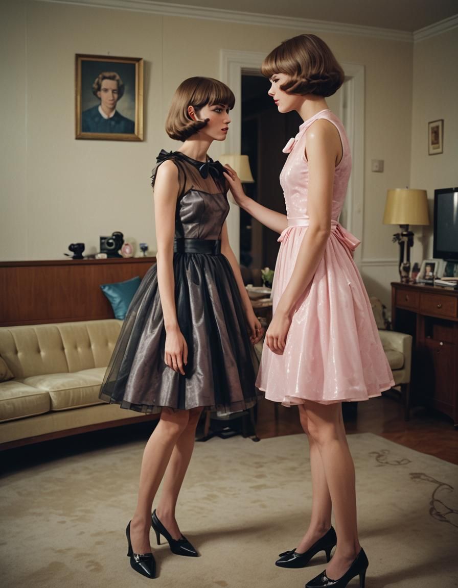 Boy Crossdressing in Party Dress: Cinematic Film Still