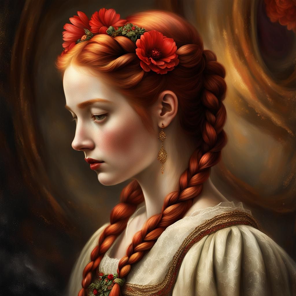 Red-Haired Girl: A Vermeer-Inspired Portrait