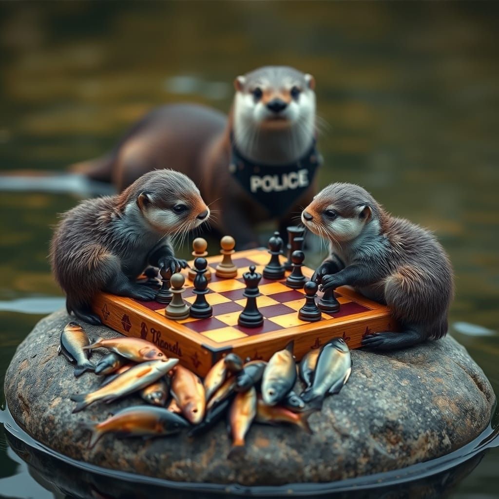 Baby Otters Gamble, Police Otter Watches