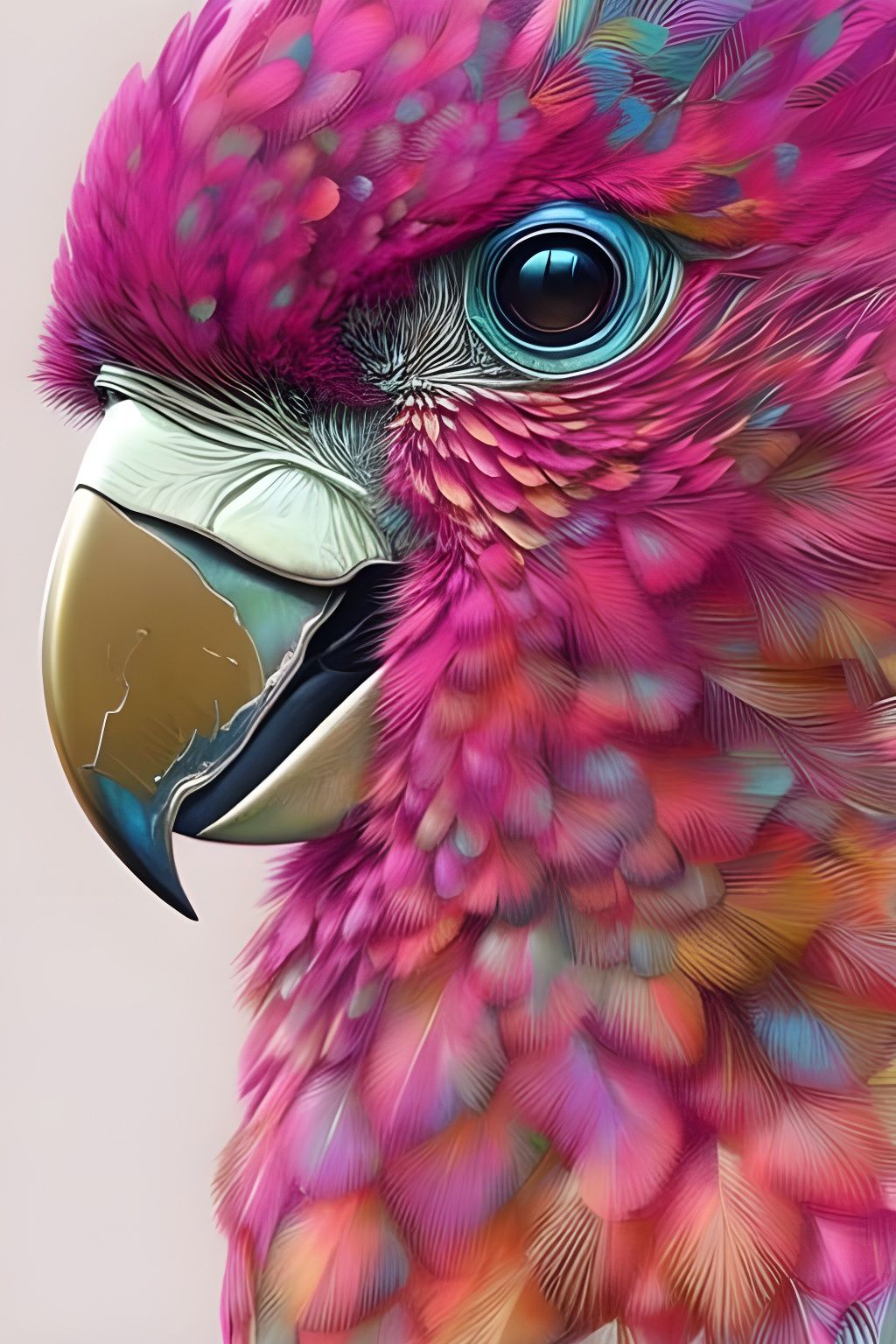 Pink Cockatoo Portrait in Pastel Colors