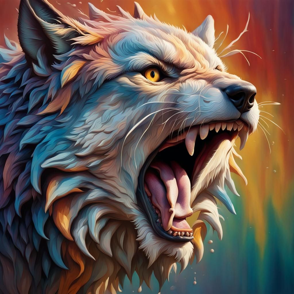Hyperrealistic Wolves in Splash Art Style