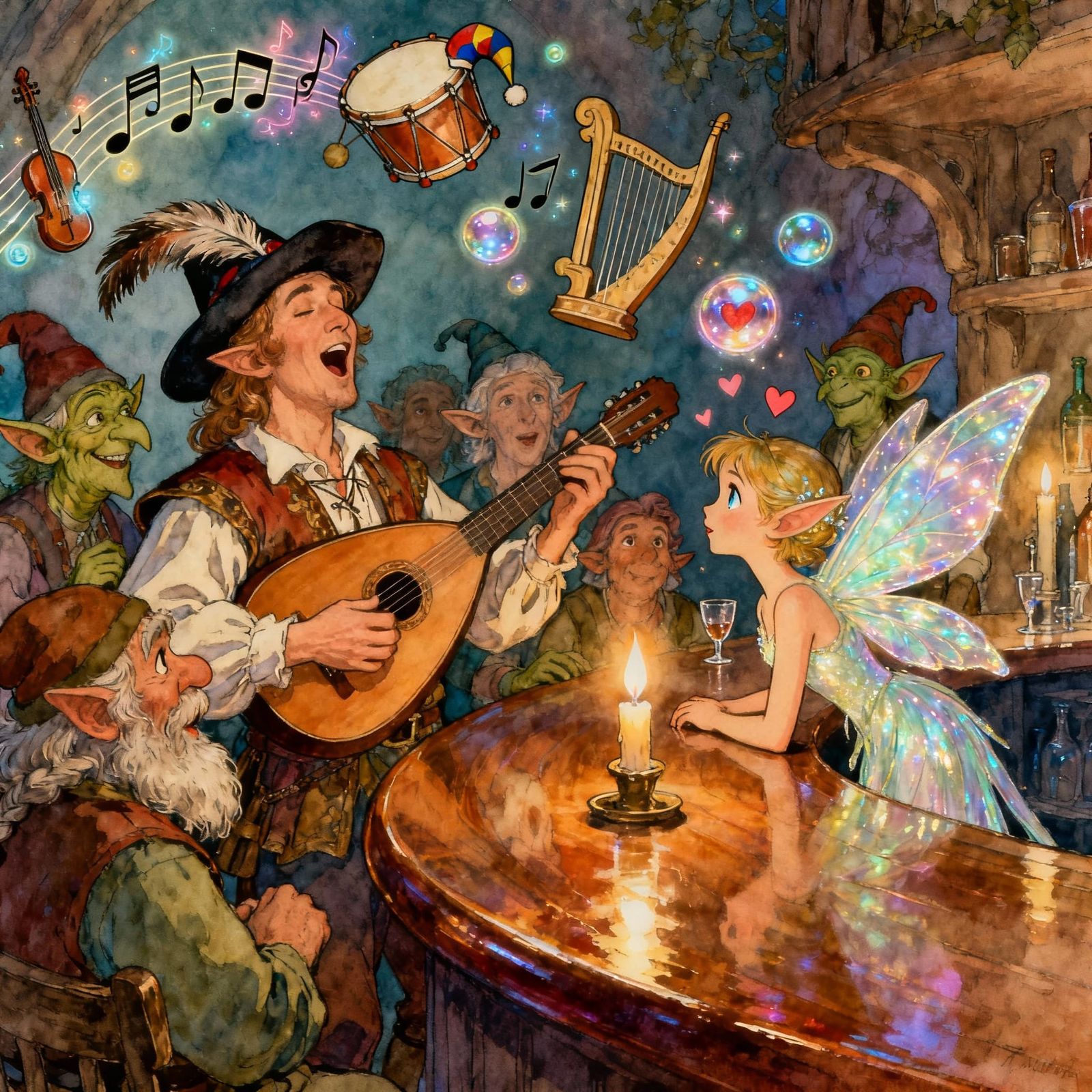 Comedic Fantasy Bard Entertains Medieval Pub Patrons