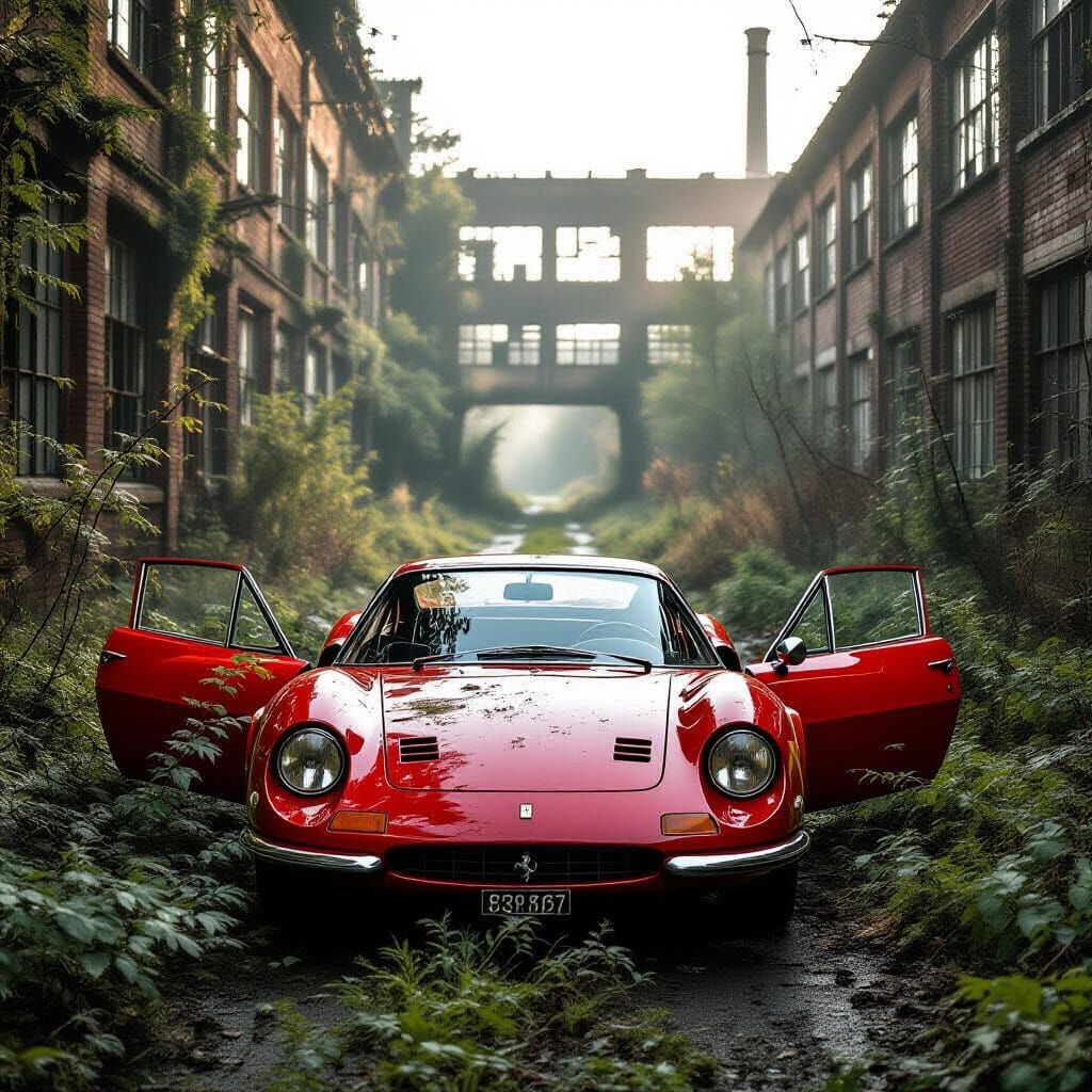 Abandoned 1968 Ferrari Dino 206 GT Reclaimed by Nature