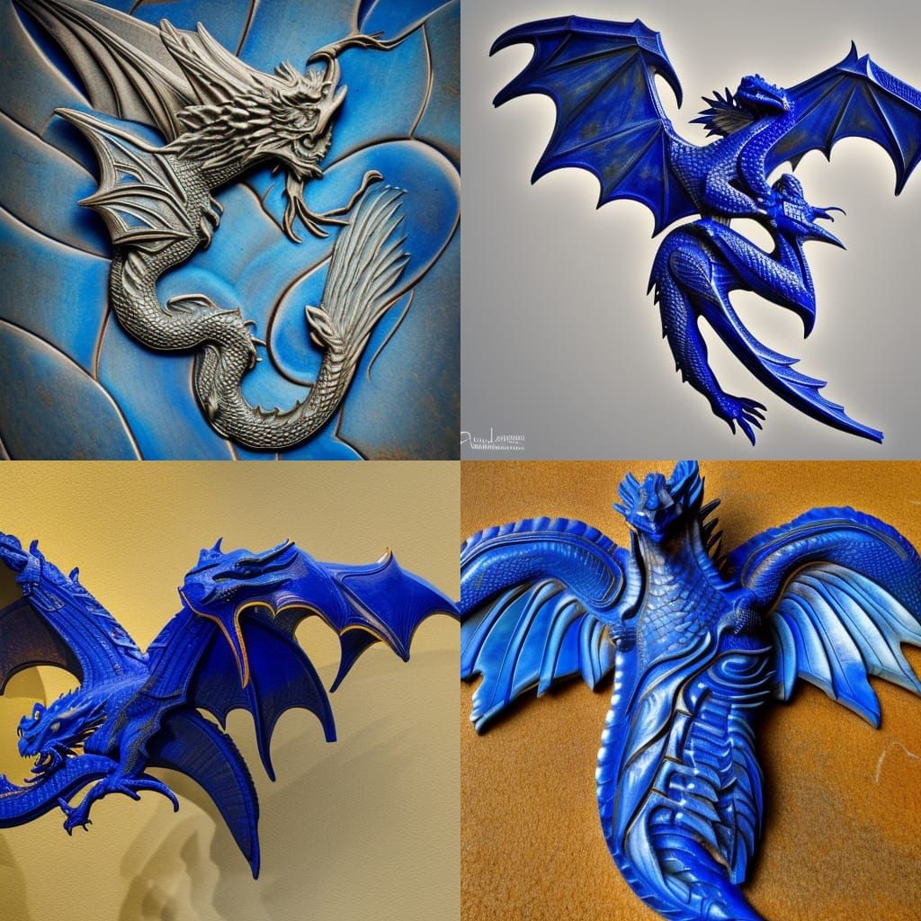 Lapis Lazuli Dragon in Flight: Photorealistic HDR Render
