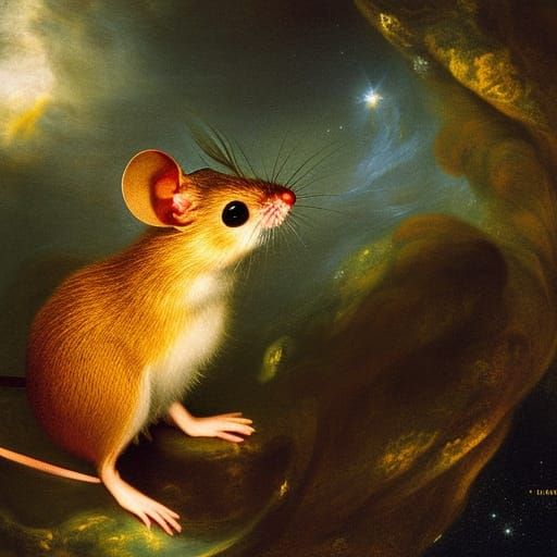 Giant Jupiterian Mouse Reading Marx in Deep Space