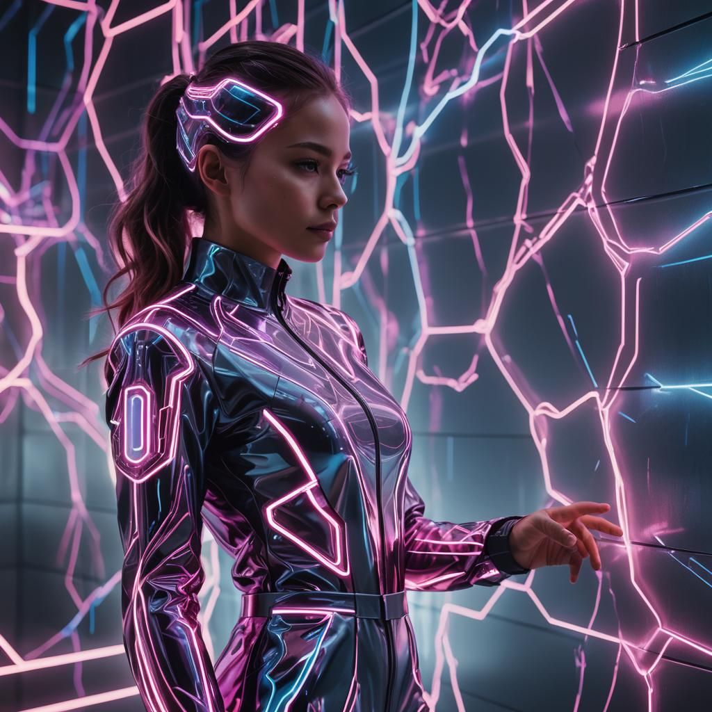 Futuristic Interface Concept Art in Neon Colors