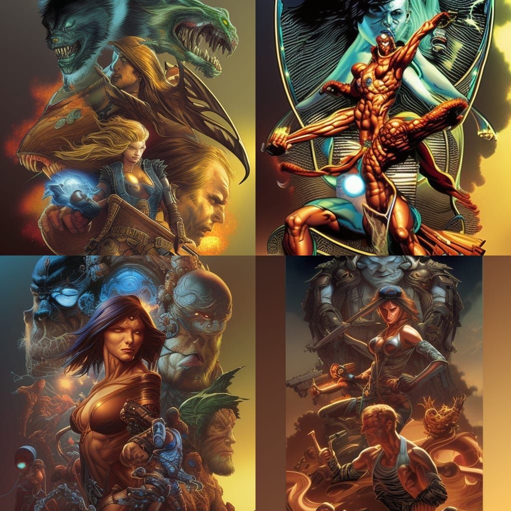 Dynamic Comic Book Art in Digital Matte Painting Style