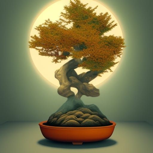 Zen Japanese Interior with Maple Bonsai