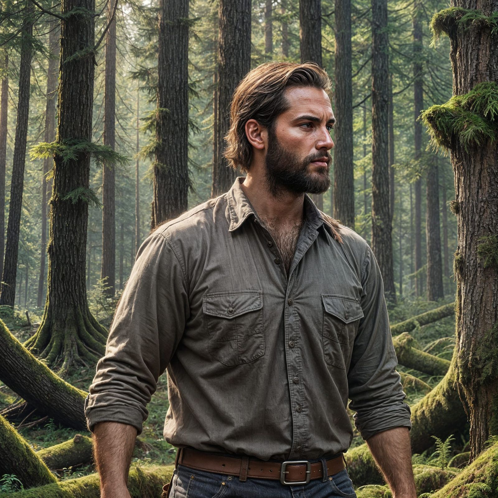 Detailed Matte Painting of a Lumberjack