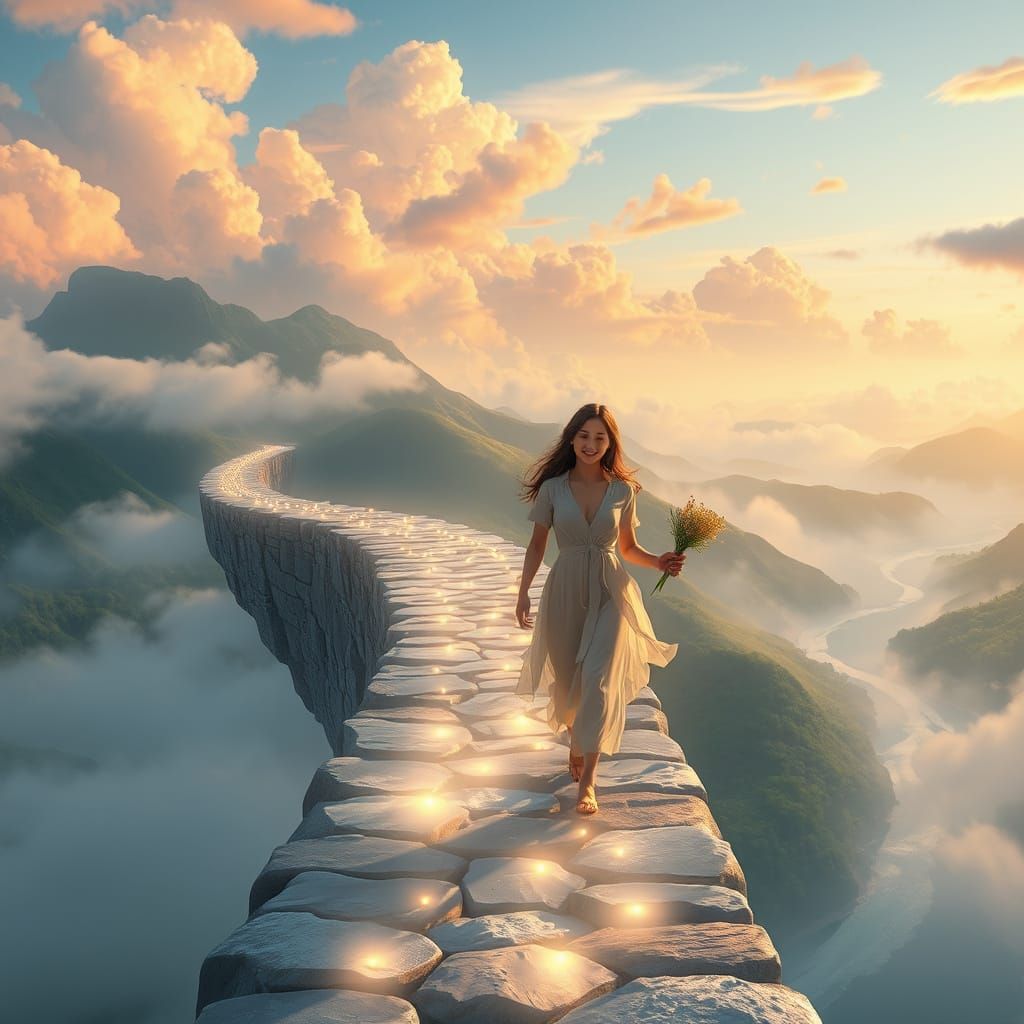 Romantic Enchanted Path in Soft Pastel Hues