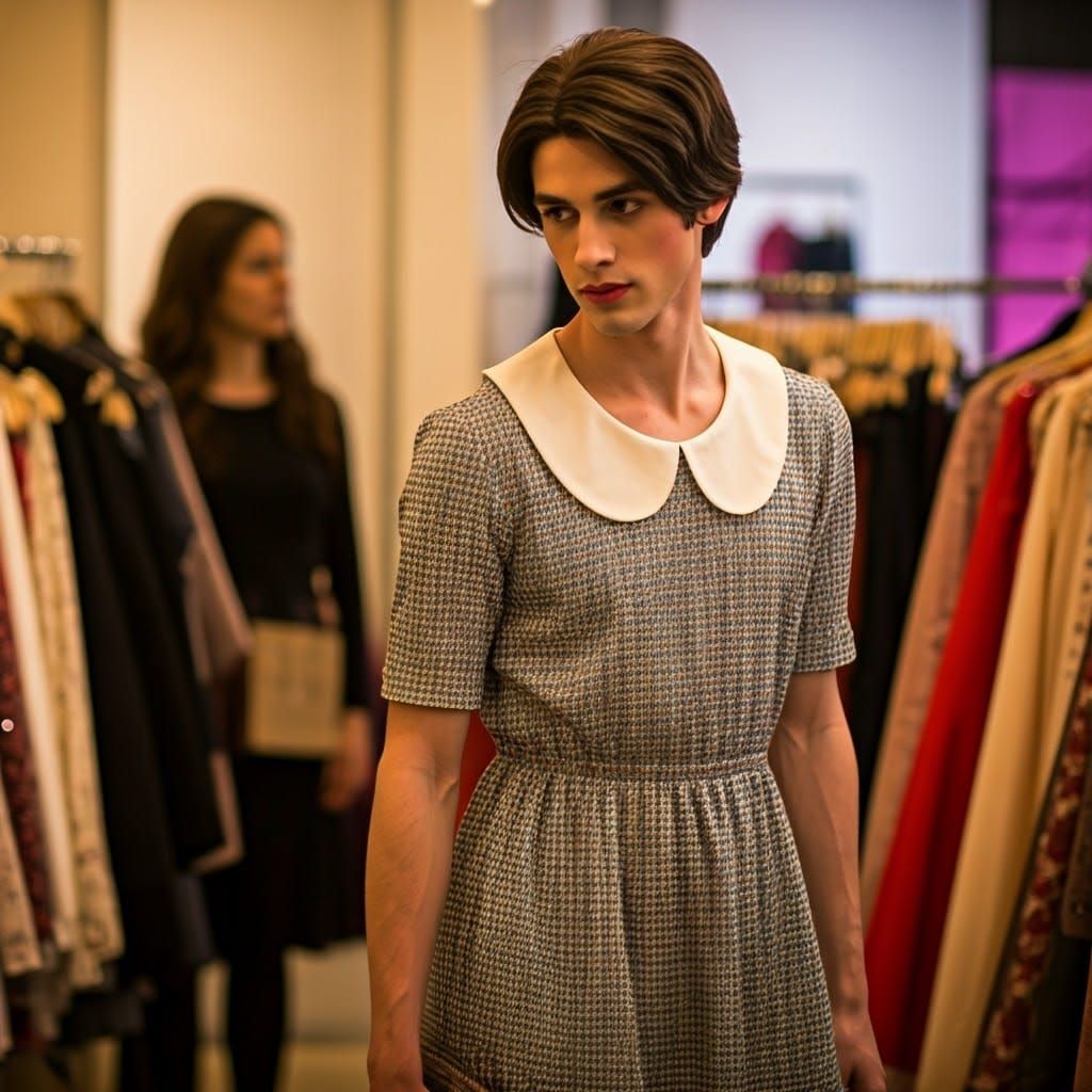 Handsome Young Adult Uncertain in Fashion Store